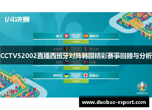 CCTV52002直播西班牙对阵韩国精彩赛事回顾与分析